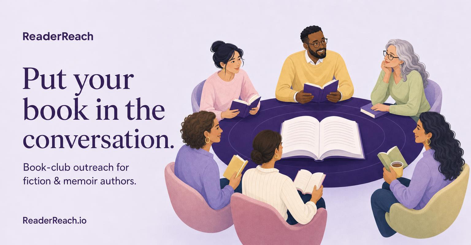 Five women and one man sharing books and conversation around a reading table